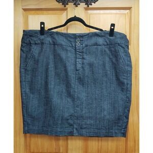 One 5 One Black Denim Stretch Size 3X Skirt Button Zip Front